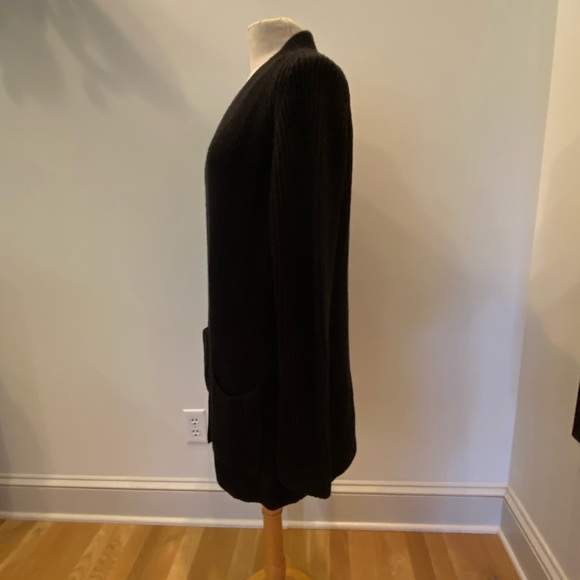 Ellen Tracy Womens Black Ribbed  Knit Long  Cardigan 2 Exterior Pockets /Size XL - Picture 8 of 10